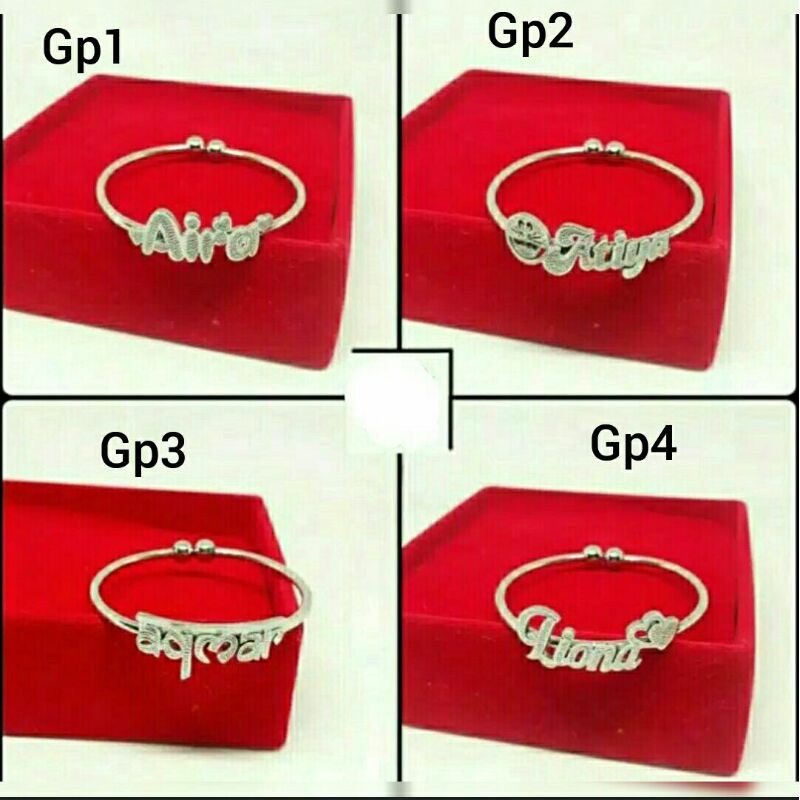 gelang Nama / monel pentol ukir nama / titanium / stainlis / gelang anak / gelang dewasa / gelang ba