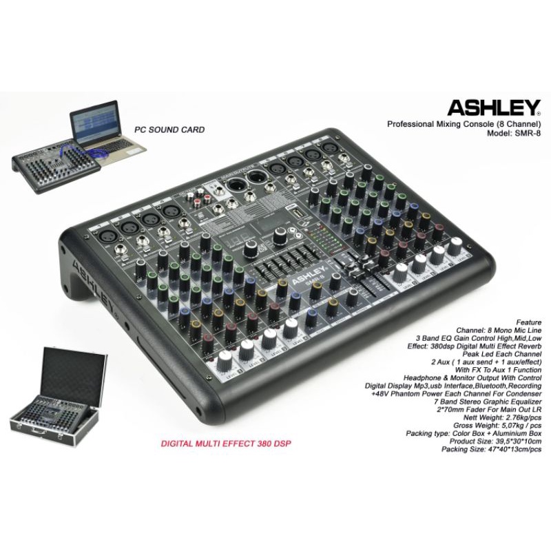 Mixer Ashley 8 Channel Smr8 baru BONUS KOPER ALUMINIUM