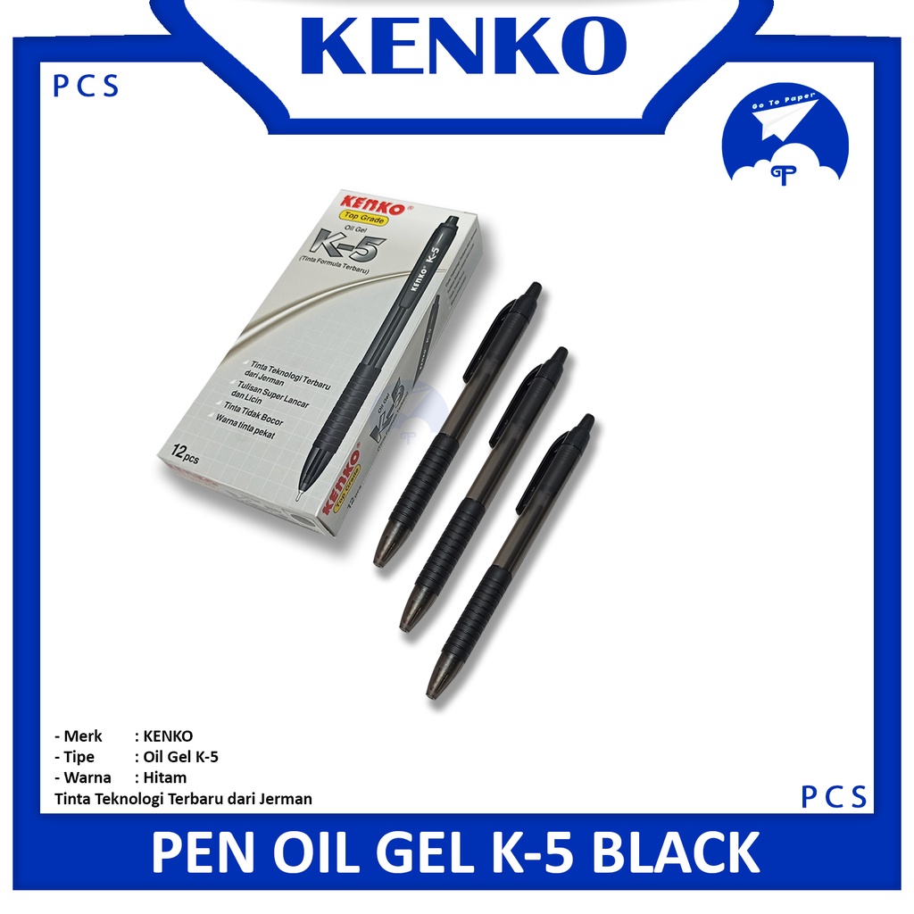 

KENKO BALL PEN OIL GEL K - 5 BLACK ( GEL PEN ) - LUSIN