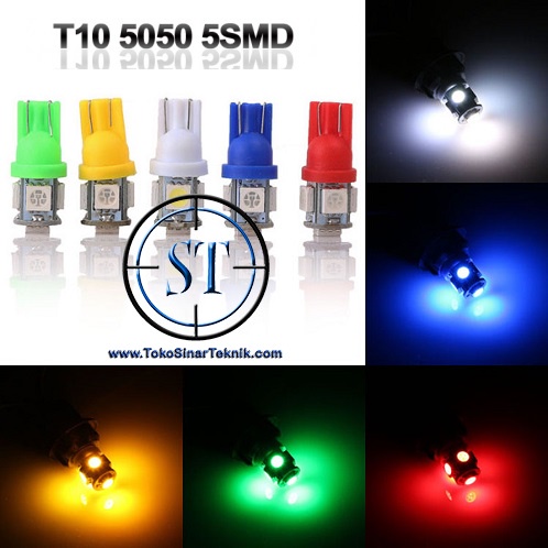 LED T10 5 SMD 5050 LAMPU Senja Led Motor Mobil Dashboard Terang Sein Rem Kabin Speedo Plat Mobil Moto