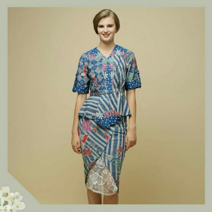 wanita-batik-dress- dress 2758 / batik - biru, l -dress-batik-wanita.