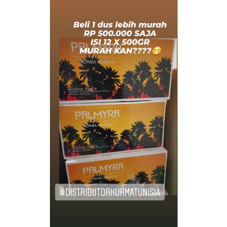 Kurma Tunisia Tangkai Palmyra Dus 12 x 500gr BPOM Grosir Distributor kurma jakarta seluruh indonesia