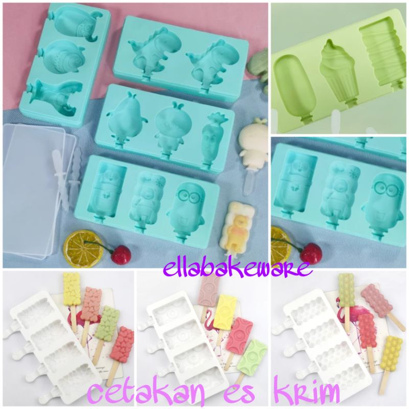 CETAKAN ICE CREAM SILIKON motif cetakan es krim silikon Foodgrade