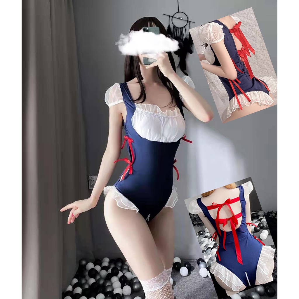 Lingerie Wanita Sexy Seragam Cosplay OpenTanpa Lengan V Neck Lingeria Seksi A536-B