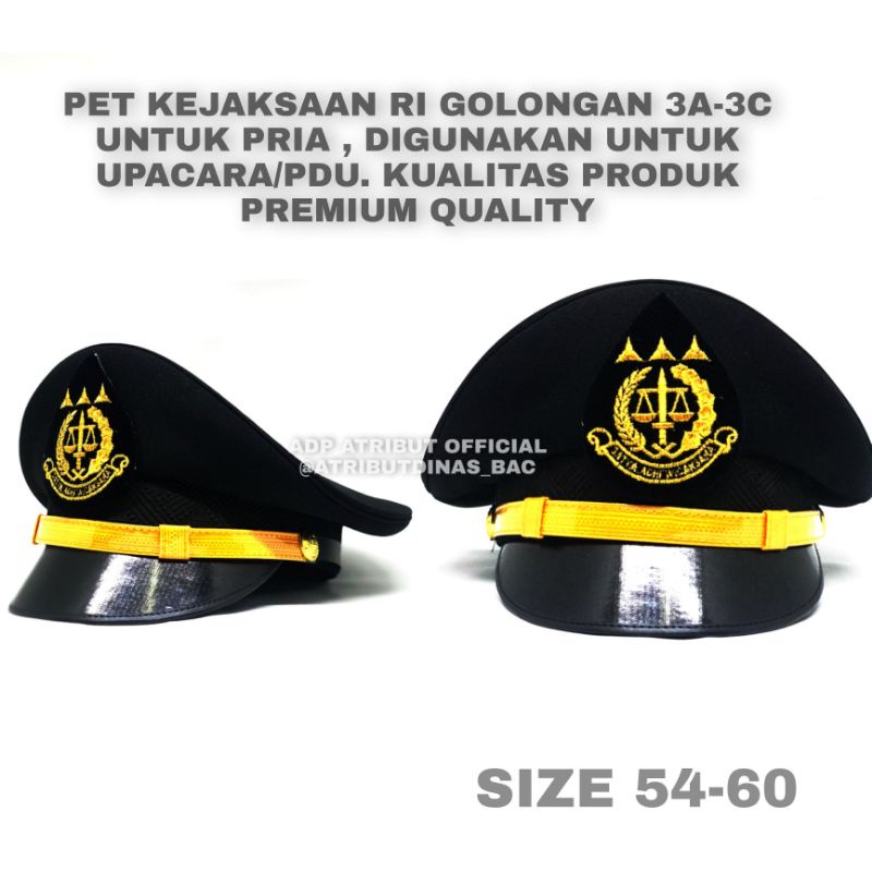 TOPI PET PED KEJAKSAAN - JAKSA GOLONGAN 3A-3D UNTUK PRIA - WANITA