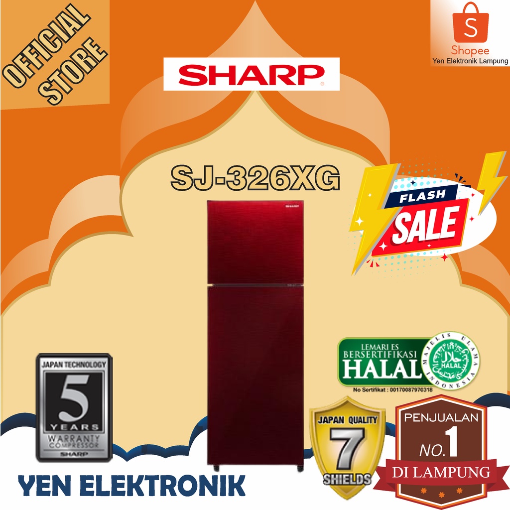 Kulkas SHARP SJ 326 XG Lemari Es 2 Pintu Garansi Resmi SHARP 5 Tahun