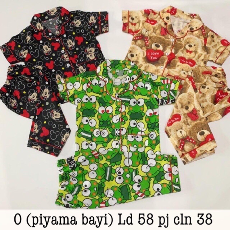 piyama bayi anak size 0 (6-12bulan) stelan bajutidur katun jepang celana panjang