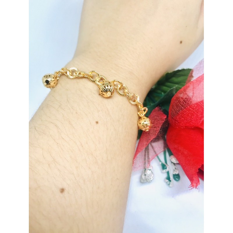 Gelang Rumbai Bola Motif Emas Xuping