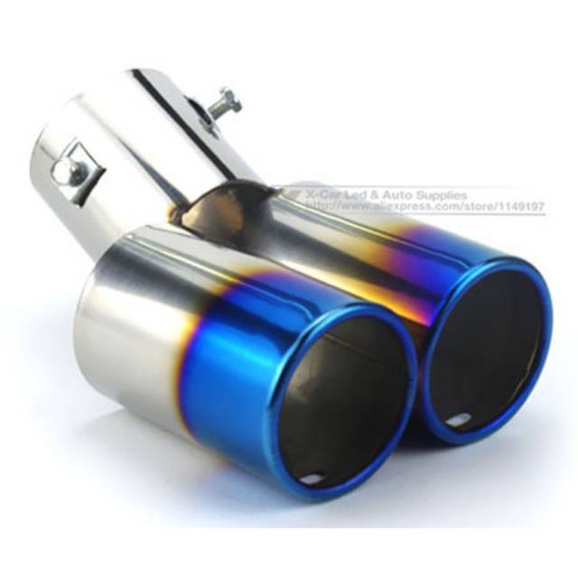 Cover Knalpot Mobil Modifikasi Muffler Cutter Burn Tailpipe - KAY-14 - Silver Blue