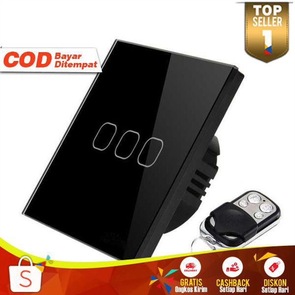 Saklar Lampu Touch LED with Remote Switch Murah Sakelar Touch Screen Terbaru Saklar Lamp Elegan