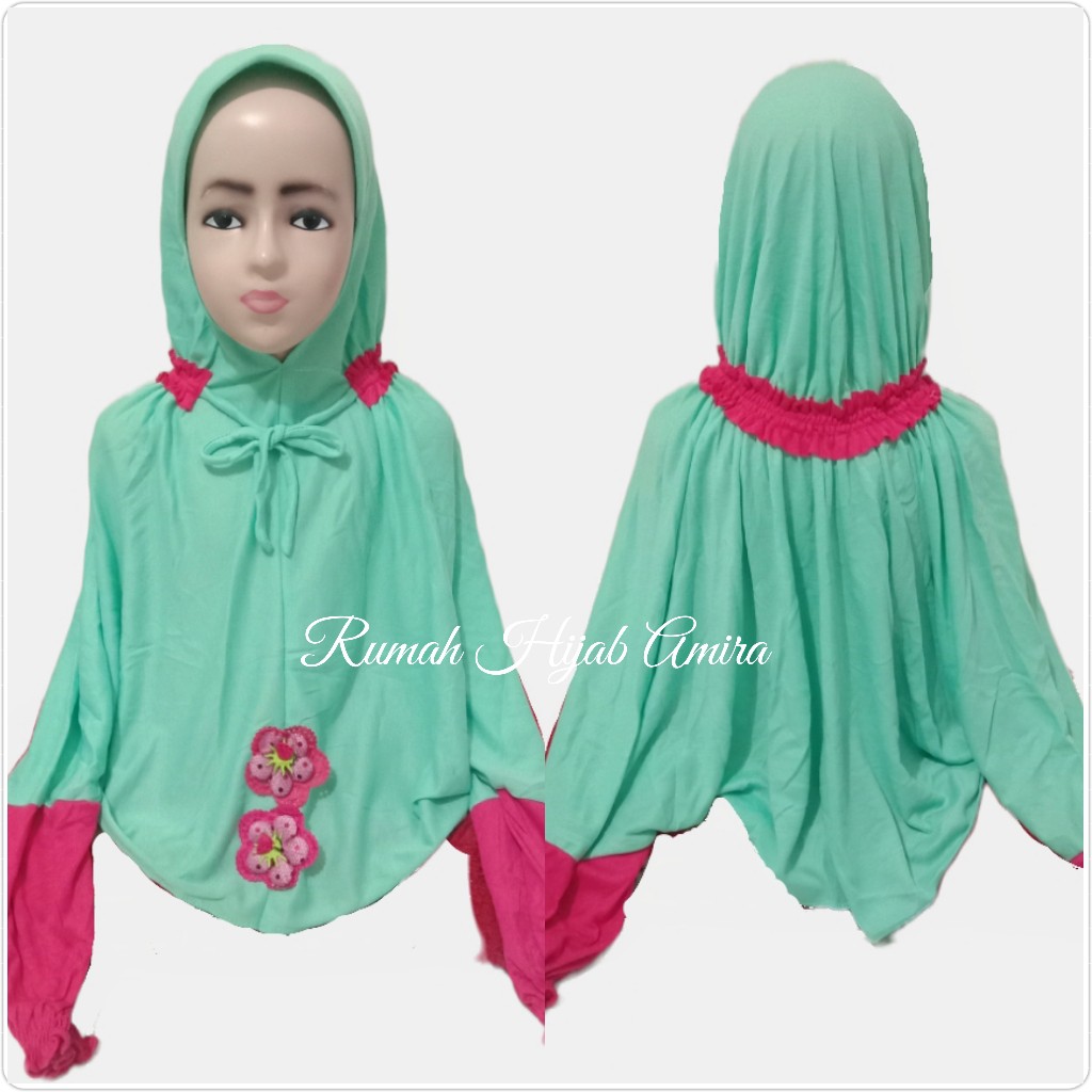Jilbab Anak Kaos Kerudung Lengan Hijab Tangan Instan SD