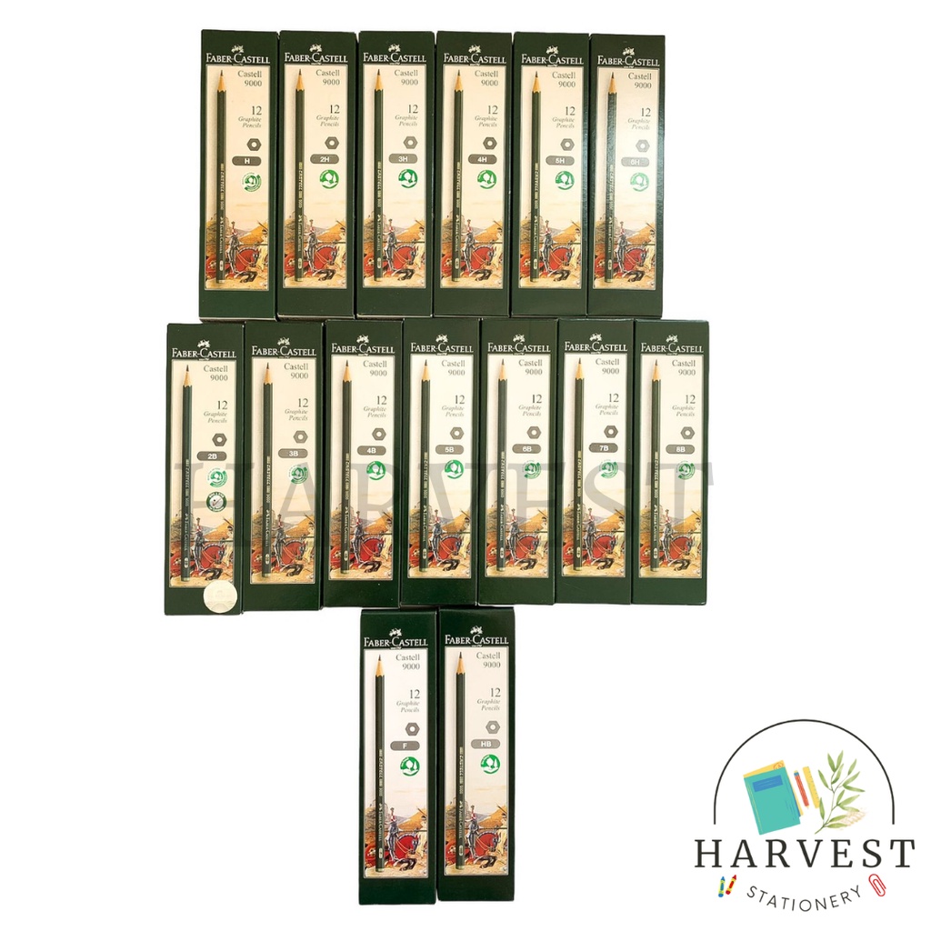 

Pensil Komputer FABER CASTELL 9000 6H-H, F, HB, B, 2B , 3B-8B ( PER PCS )