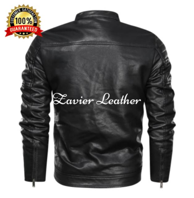 Jaket motor pria semi kulit/jaket kulit sintetis