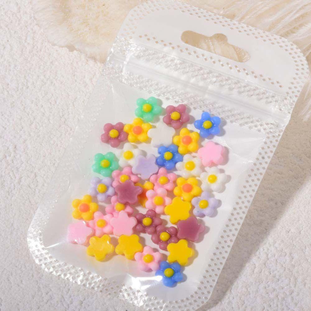 Mxbeauty 50 PCS Ornamen Bunga Mini 3D Bahan Resin Transparan Untuk Dekorasi Nail Art