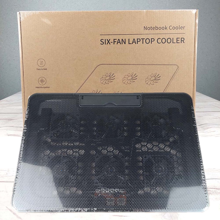 Notebook Cooling Pad Laptop Ultra Thin Radiator Cooler Base 6 Fan - S6 - Black