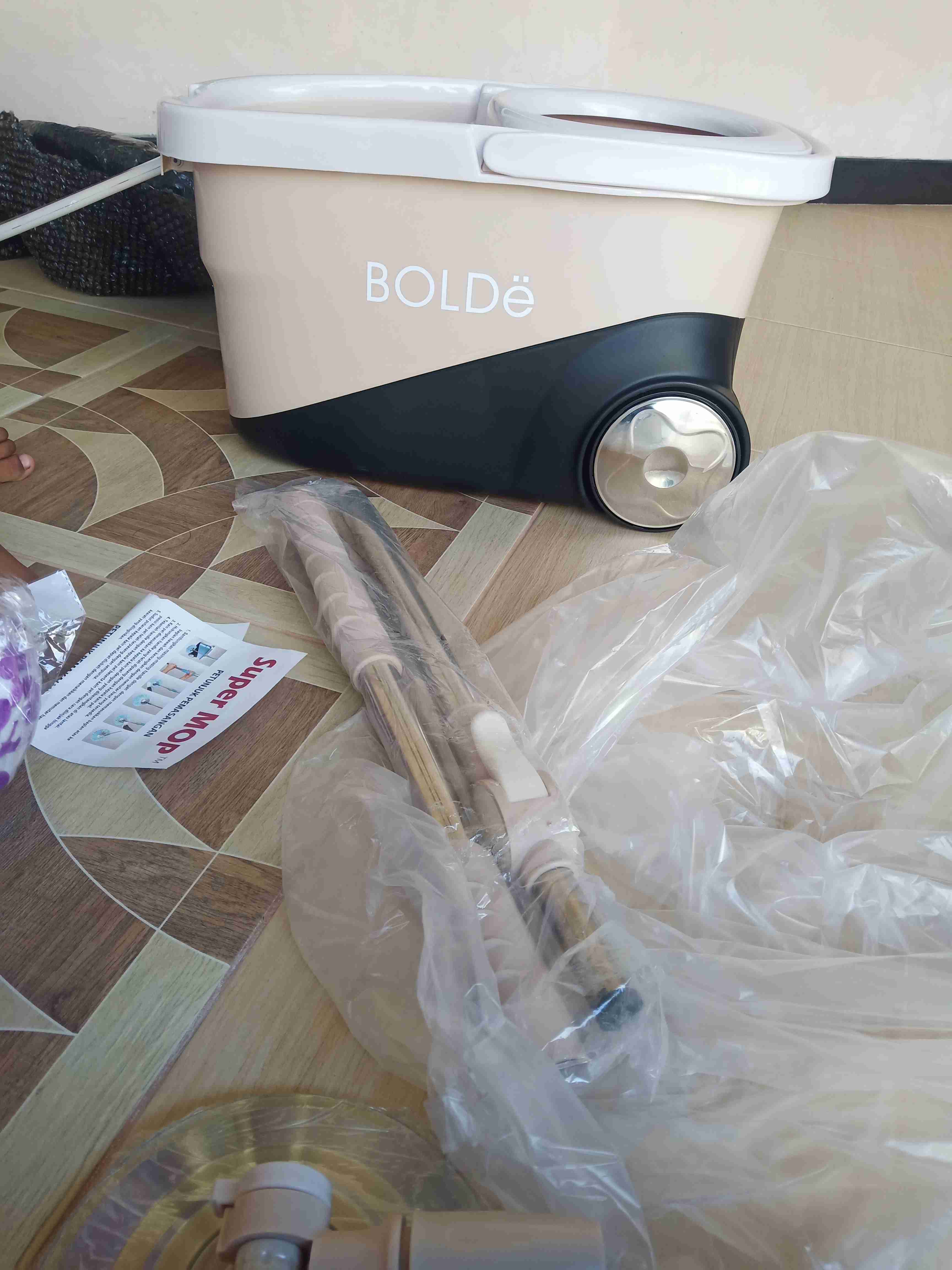 Bolde Alat Pel Super Mop Solitaire + Roda Stainless - Modern Wonder Mop Pel Putar Otomatis