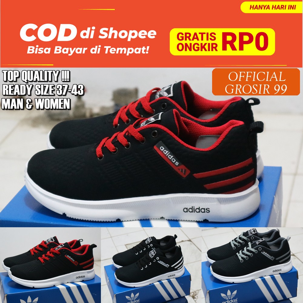 Sepatu Sneakers Pria Wanita Adidas EQT V2 Sekolah Kuliah Kets Harian Hitam Putih Merah Murah Grosir