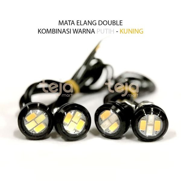 Lampu LED Mata Elang 2 warna color 2in1 Eagle Eyes Sein Senja Mobil Motor DC 3 kabel