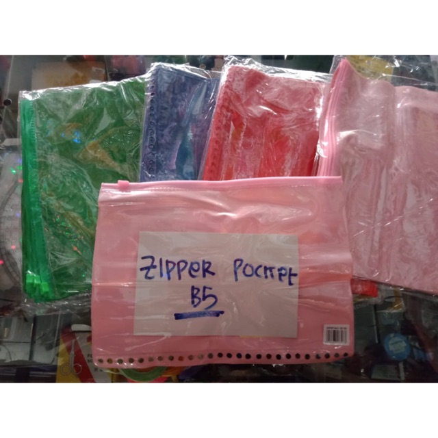 

Zipper pocket b5 warna warni satuan