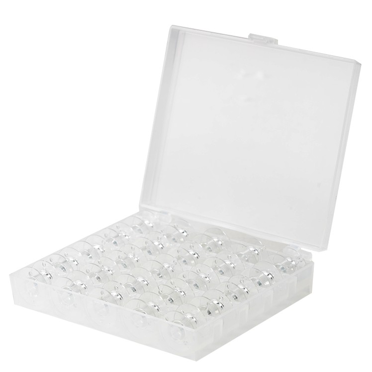 Bobbins - Spool Mesin Jahit Portable isi 25 pcs Bobbins Bening dengan Kotak Penyimpanan