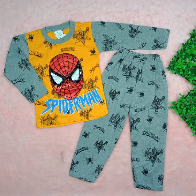 Ss#311 Pakaian Anak Laki-laki Gambar Superhero Size 2-4thn / Piyama Anak / Baju LED / Baju Nyala