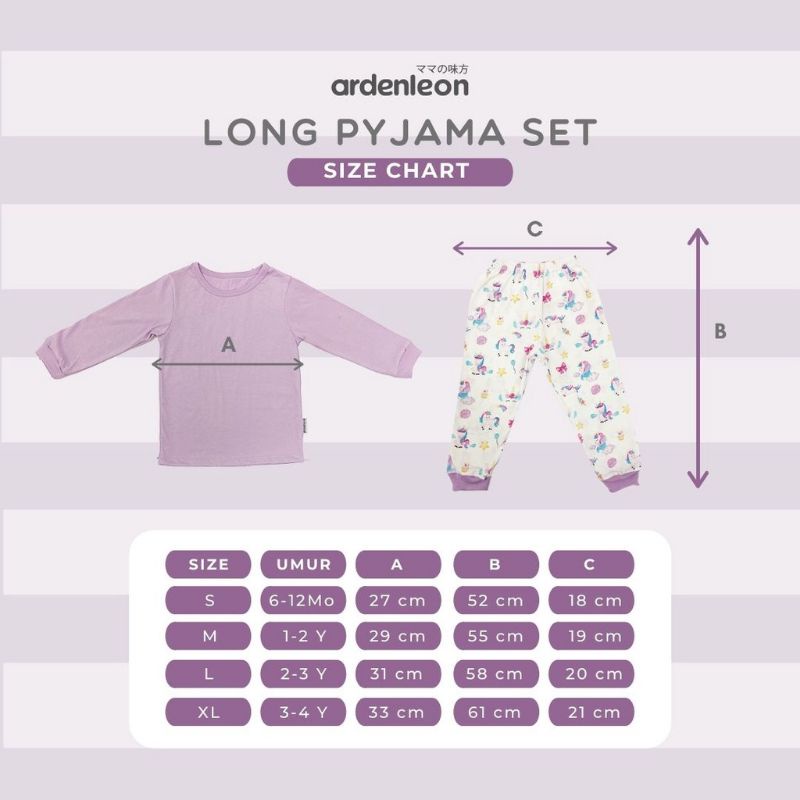 ARDENLEON Long Pyjama Printed Baby Piyama / Arden Leon Pajamas Anak 6m-4y / Long Set Motif Anak