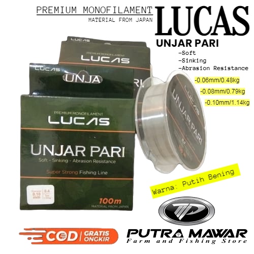 Senar Pancing Premium Monofilament Lucas Unjar Pari 100m-Kuat Lembut dan Anti Keriting Micro Fishing