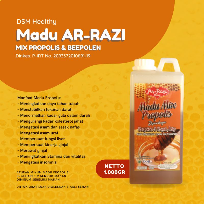 

Madu Asli- Ar-Razi madu + propolis plus bee pollen dan royal jelly