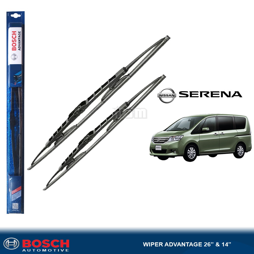 Bosch Advantage / Karet Wiper Mobil Nissan Serena C24 - C26 26&quot; dan 14&quot; (Sepasang) / Wiper Serena