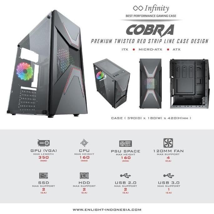 Diskon Casing Pc Case Infinity Cobra Atx Incld 2 Rainbow Fan