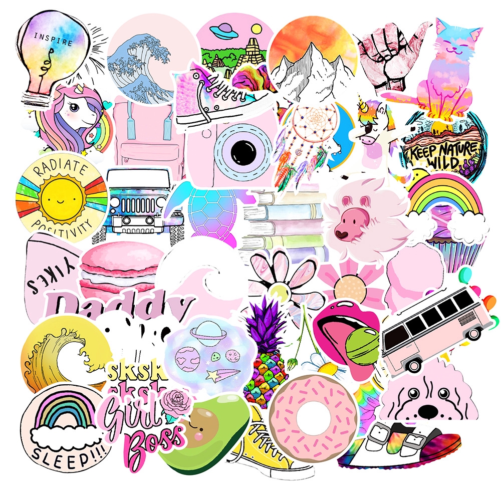 35/100pcs Stiker Graffiti Anti Air Untuk Dekorasi Laptop/Skateboard