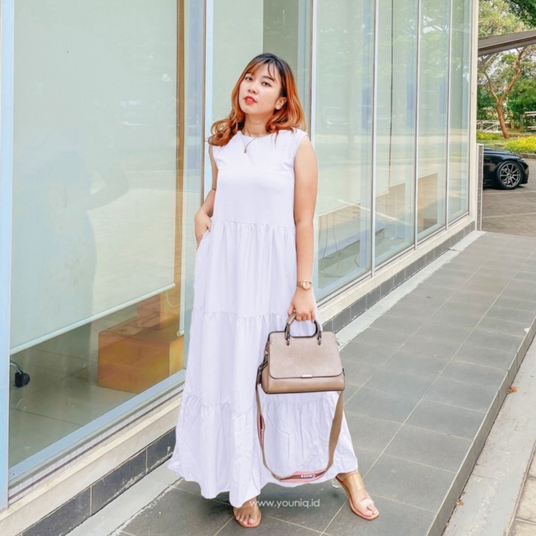 Raisa Tier Dress Maxi Sleeveless-Broken White