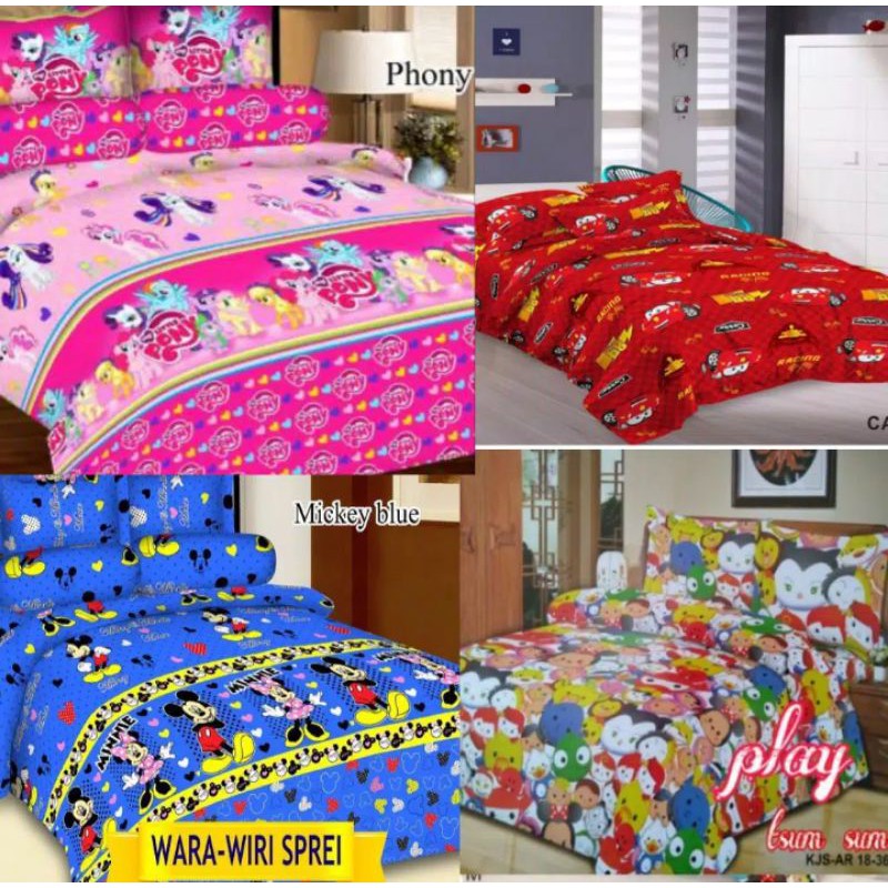 sprei karakter bahan katun halus uk 180 x 200 MOTIF SEMUA READY