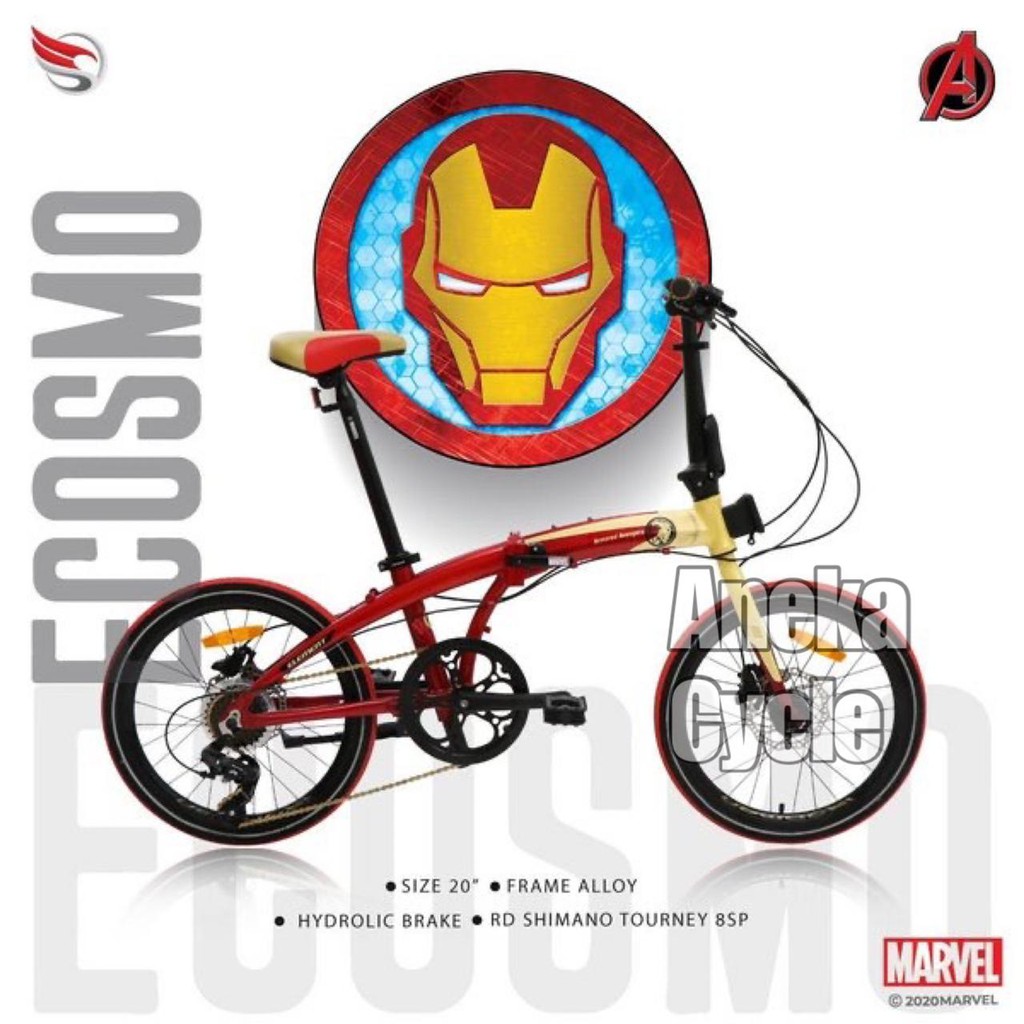 Sepeda Lipat Element Ecosmo Iron Man 20 Inch 8Speed Alloy Shimano