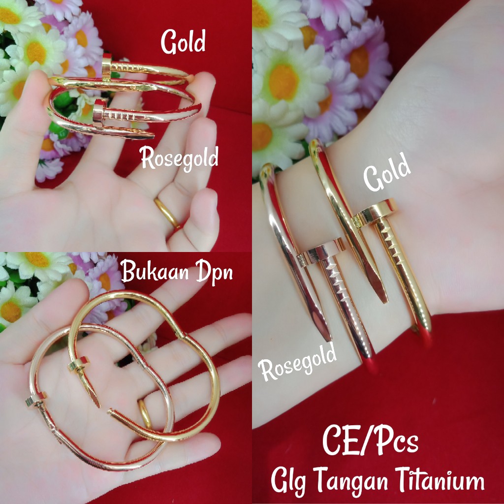 GELANG TITANIUM PAKU POLOS CRTIER