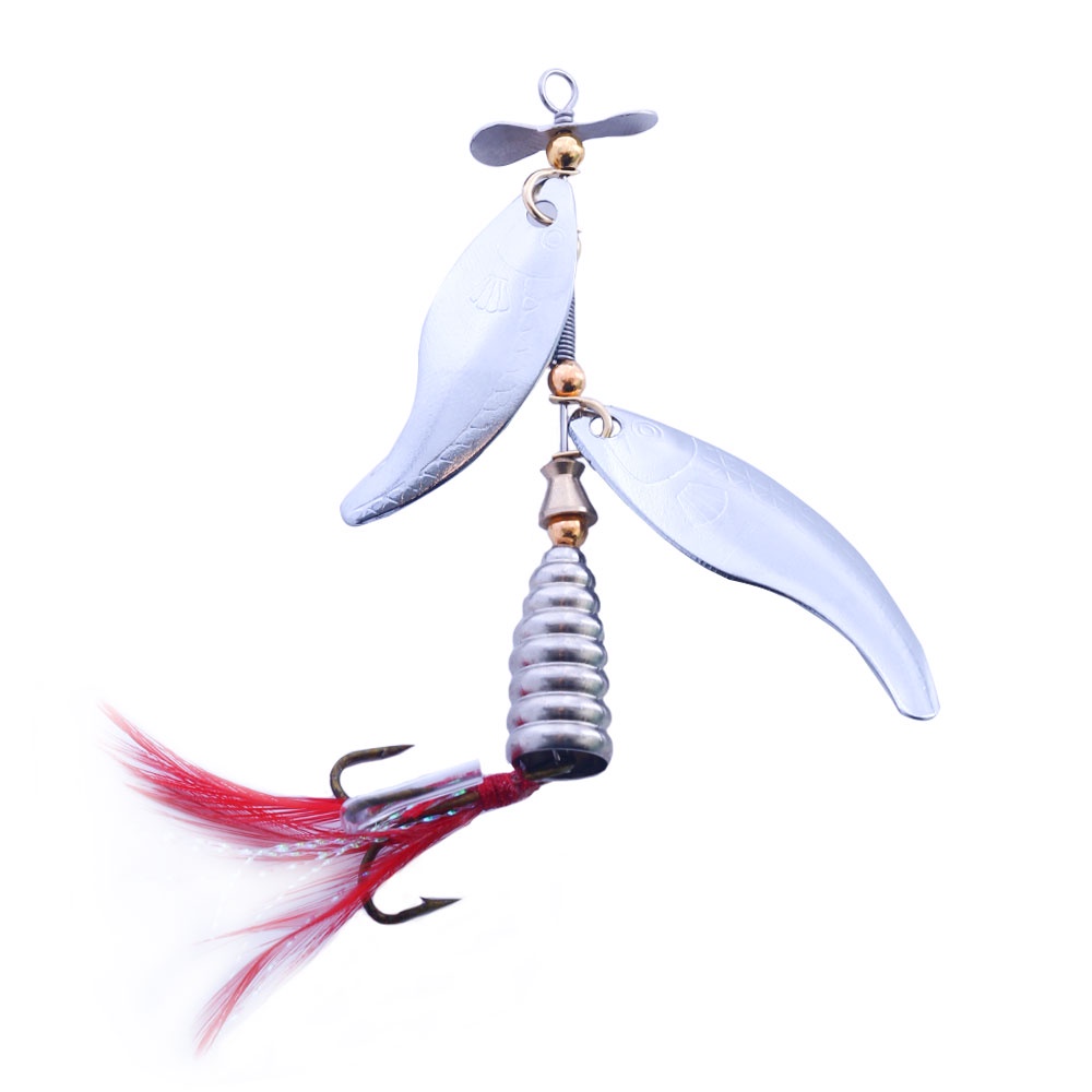 Hengjia 1pc Umpan Pancing Spinner Metal 9.3cm 13.1g Hias Sequin + Bulu Dengan Kail Treble