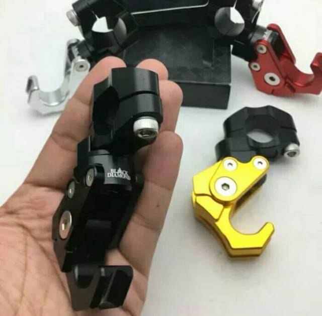 gantungan barang motor pcx nmax vixion cb150 dll / model klem distang - blackdiamond