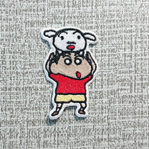 

PASTEL-DRY-OIL- IRON PATCH CRAYON SINCHAN WITH SHIRO ON HEAD -OIL-DRY-PASTEL.
