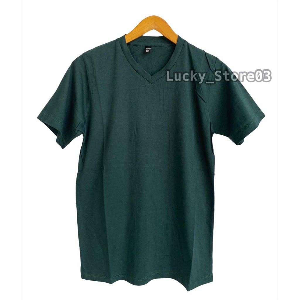 Download Kaos Polos Pria V-NECK Hijau Botol | Shopee Indonesia