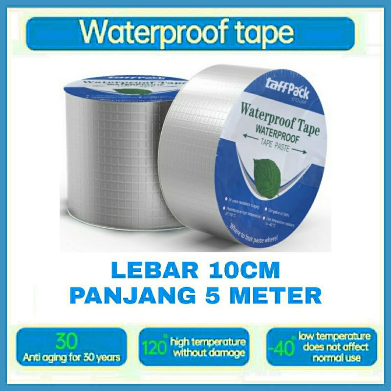 Lakban Aluminium Foil Tape Penambal Atap - Lem Tambal Talang, Seng, Asbes, Genteng - 10CM X 5 METER.