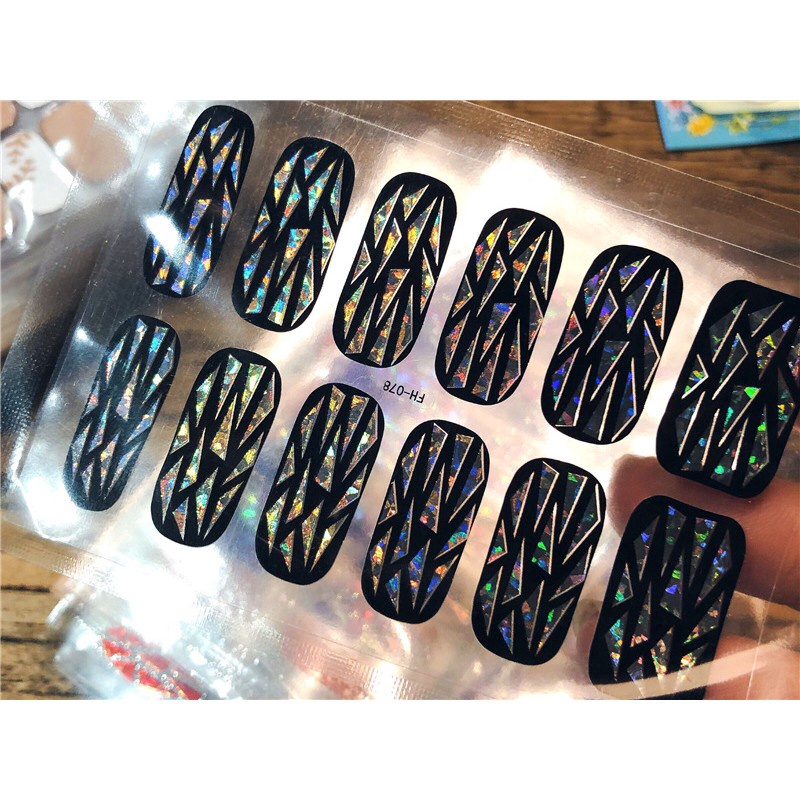 Fh 20pcsset Stiker Kuku Palsu Akrilik 3d Untuk Nail Art Diy