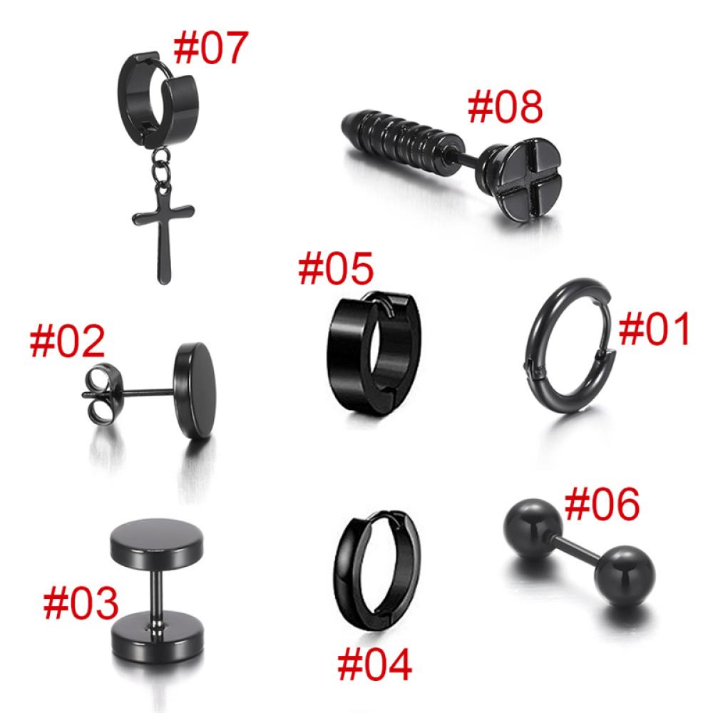 Timekey Anting Tusuk Stainless Steel Warna Hitam Untuk Wanita I3S7