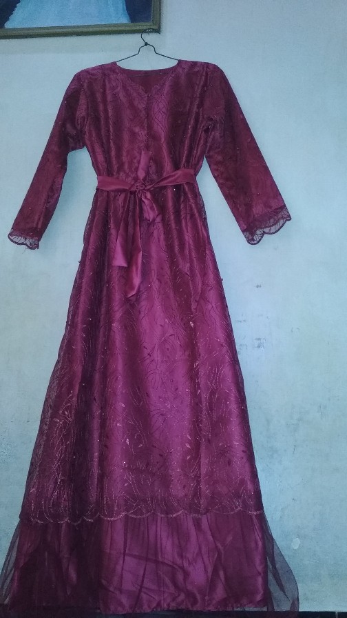 Alodia Dress (ready Stok) Dress Tile Brukat Premium Aksen Mutiara Gliter Kondangan Busui