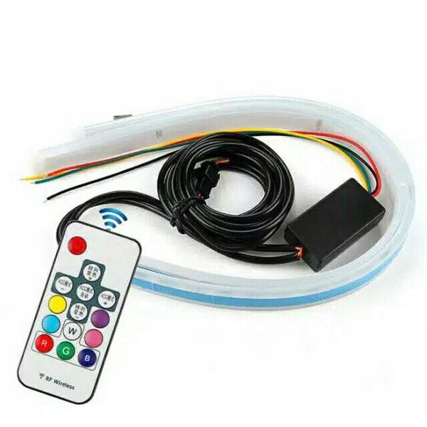 Lampu Alis LED slim RGB REMOTE Sen Running 45cm 12volt (1Pasang)