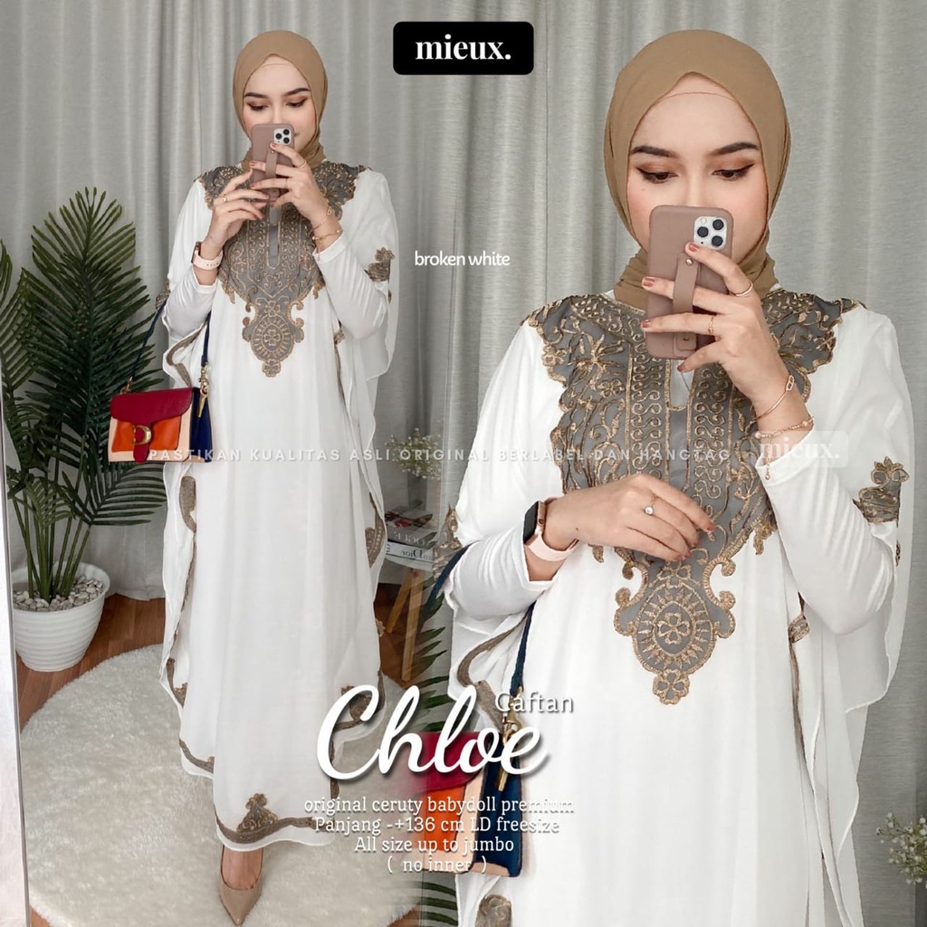 Gamis Kaftan Belah Chloe kaftan bordir ceruty original mieux kaftan isyana kaftan lebaran
