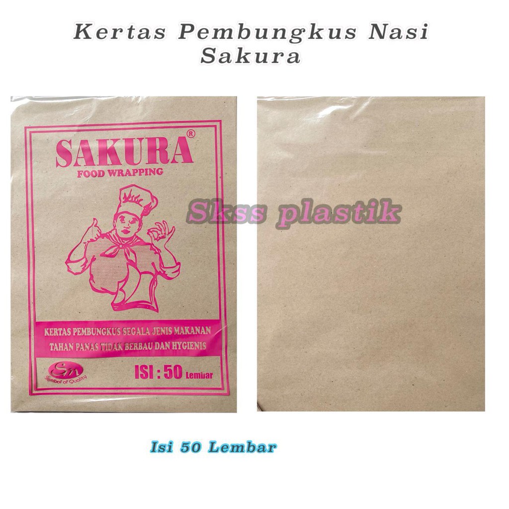 

Kertas Pembungkus Nasi Sakura 37 X 27 @50 Lembar