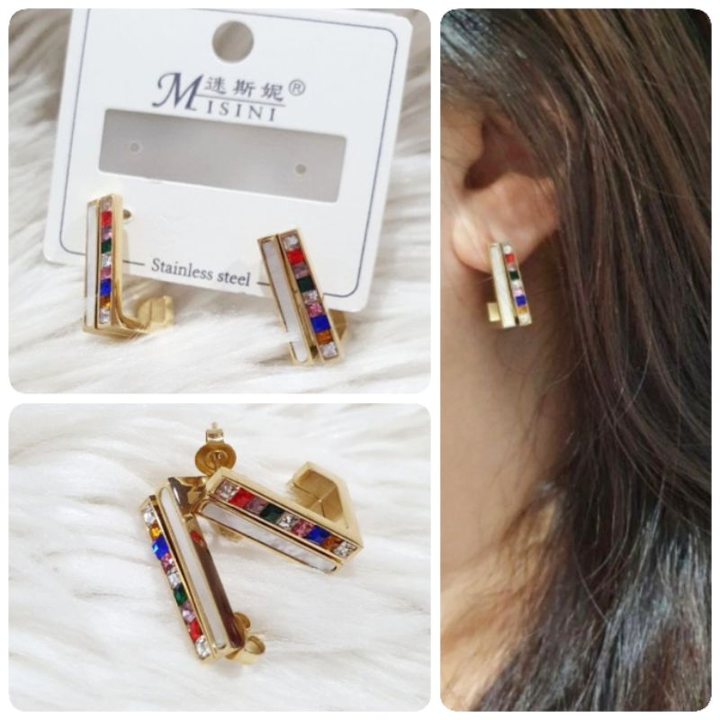 Anting Titanium Asli mata kilau  Stainless steel ori Anti Karat Anti Alergi 1208