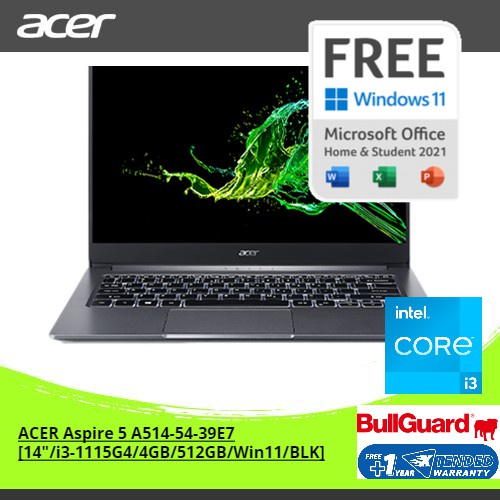 PROMO MURAH 2.2 FLASH SALE HOT    ACER Aspire 5 Slim A514-54-39E7 [14"/Intel i3-1115G4/4GB/SSD
