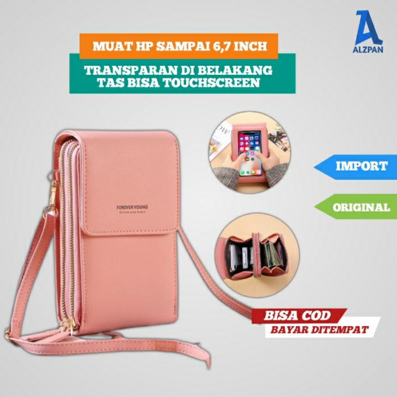 sling bag tas dompet hp transparan touchable henpon hape wanita dan uang phone bag tas selempang sle