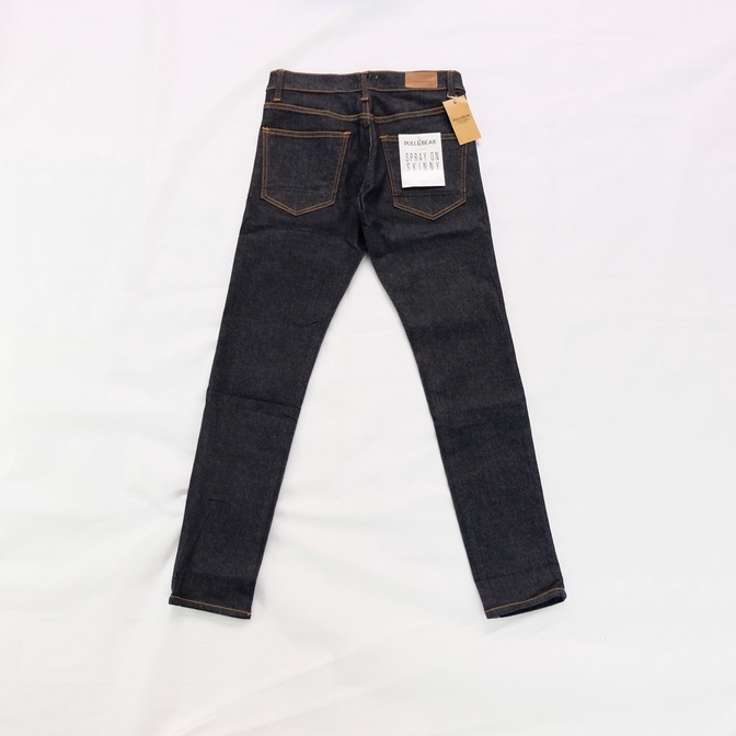 CELANA JEANS PRIA PULL&amp;BEAR DENIM SLIM FIT STRETCH PENSIL SOFT JEANS P&amp;B PULL AND BEAR NAVY BLUE NEW